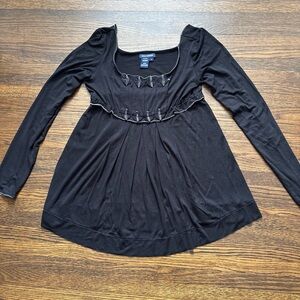 Max Edition Black Viscose Top with Unique Design